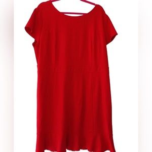LOFT Plus Size 20 Red Dress with Flutter Hem Work Career Stretch